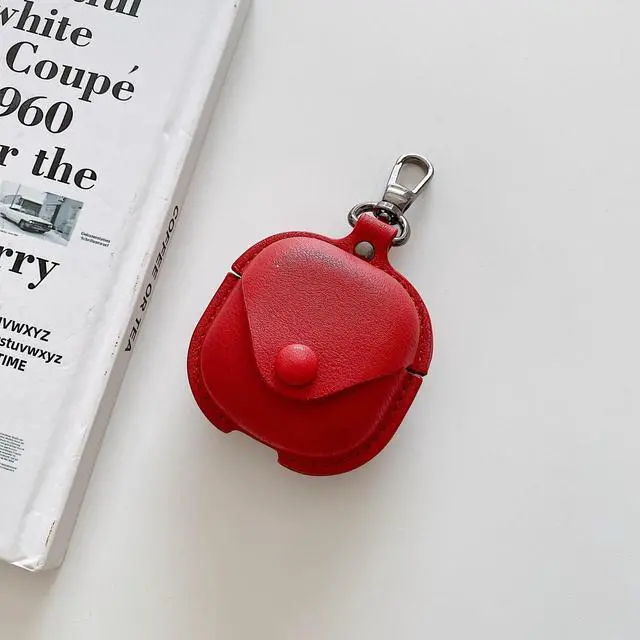 Alt view image 4 of 6 - Leather Case Compatible for Samsung Galaxy Buds 2 Pro/Galaxy Buds 2/Galaxy Buds Pro/Galaxy Buds Live Protective Case with Keychain, Cute Cool Earphone Cover for Galaxy Earbuds Charging Case (Red)