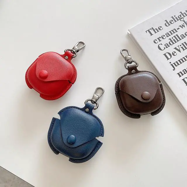 Alt view image 3 of 6 - Leather Case Compatible for Samsung Galaxy Buds 2 Pro/Galaxy Buds 2/Galaxy Buds Pro/Galaxy Buds Live Protective Case with Keychain, Cute Cool Earphone Cover for Galaxy Earbuds Charging Case (Red)