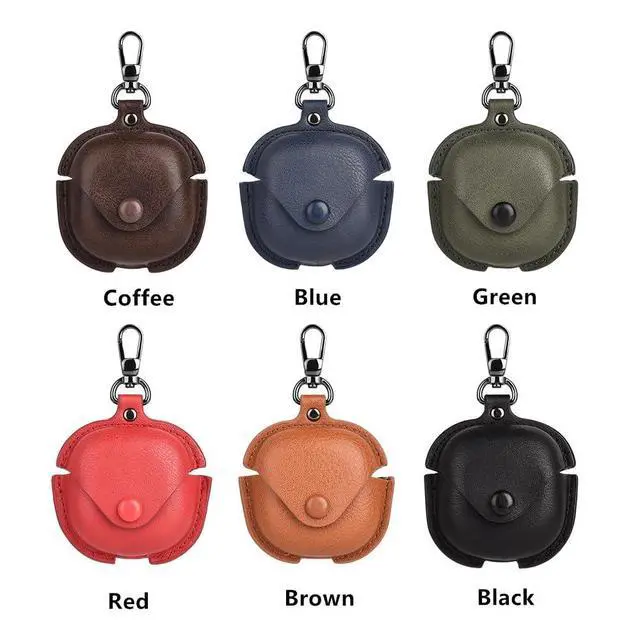 Alt view image 6 of 6 - Leather Case Compatible for Samsung Galaxy Buds 2 Pro/Galaxy Buds 2/Galaxy Buds Pro/Galaxy Buds Live Protective Case with Keychain, Cute Cool Earphone Cover for Galaxy Earbuds Charging Case (Red)