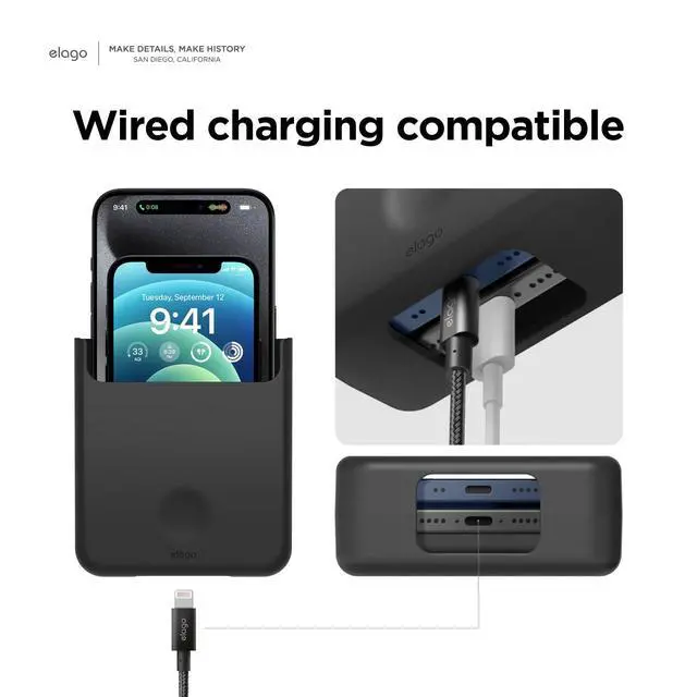 Alt view image 3 of 7 - Phone Holder Mount for All Phone Models | Screw Mounting, Available Wired Charging, Caddy, Desktop Organizer, Remote (Black)