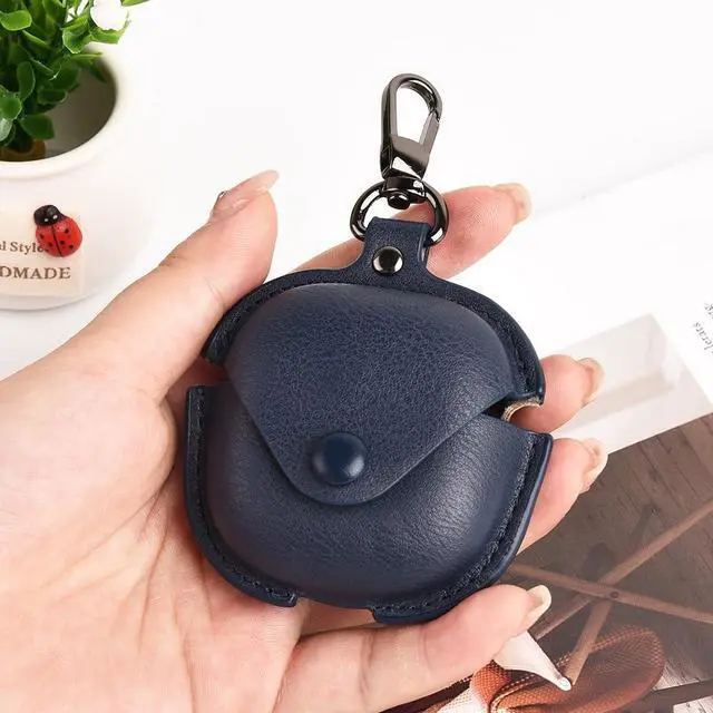Alt view image 4 of 7 - Leather Case Compatible for Samsung Galaxy Buds 2 Pro/Galaxy Buds 2/Galaxy Buds Pro/Galaxy Buds Live Protective Case with Keychain, Cute Cool Earphone Cover for Galaxy Earbuds Charging Case (Blue)