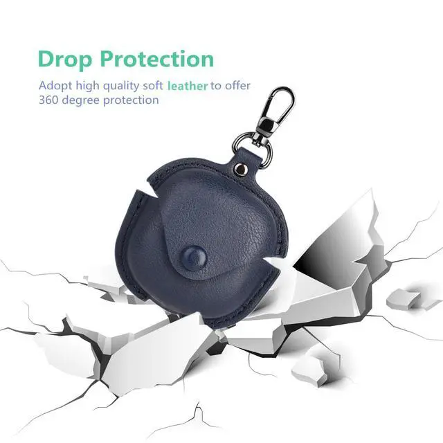 Alt view image 2 of 7 - Leather Case Compatible for Samsung Galaxy Buds 2 Pro/Galaxy Buds 2/Galaxy Buds Pro/Galaxy Buds Live Protective Case with Keychain, Cute Cool Earphone Cover for Galaxy Earbuds Charging Case (Blue)