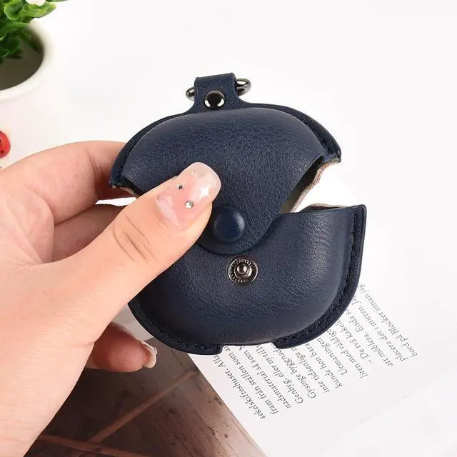 Alt view image 5 of 7 - Leather Case Compatible for Samsung Galaxy Buds 2 Pro/Galaxy Buds 2/Galaxy Buds Pro/Galaxy Buds Live Protective Case with Keychain, Cute Cool Earphone Cover for Galaxy Earbuds Charging Case (Blue)