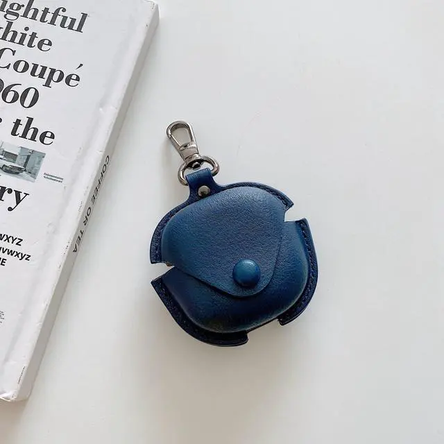 Alt view image 3 of 7 - Leather Case Compatible for Samsung Galaxy Buds 2 Pro/Galaxy Buds 2/Galaxy Buds Pro/Galaxy Buds Live Protective Case with Keychain, Cute Cool Earphone Cover for Galaxy Earbuds Charging Case (Blue)