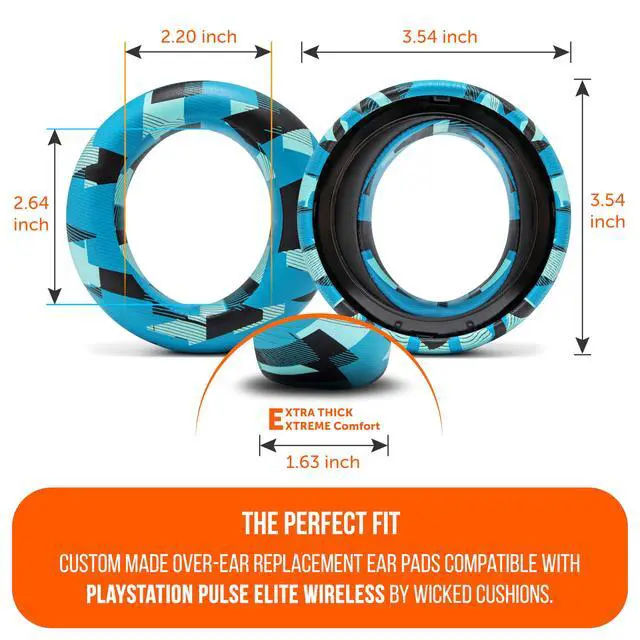Alt view image 5 of 6 - PadZ Pulse Elite - PU Leather Earpads for PS5 Pulse Elite | Made by Wicked Cushions | Thicker Cushion & Wider Opening | Cyan Prism