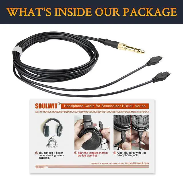 Alt view image 6 of 6 - Replacement Cable for Sennheiser HD660S/HD650/HD600-2m/6.6ft | for HD660S/HD660S2/HD650/HD600/HD580/HD58X/HD565/HD545/HD535/HD525/HD265 Headphones, 6N OCC Copper