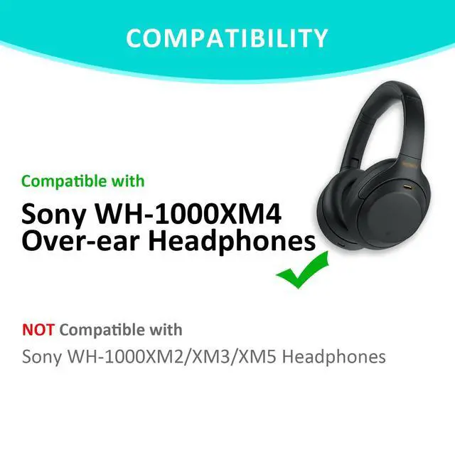 Alt view image 2 of 7 - WH-1000XM4 Earpad Cushions, Replacement Ear Pad for Sony WH-1000XM4 Headphones with Noise Isolation Foam Soft Protein Leather (Black)