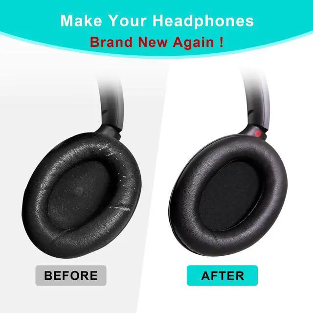Alt view image 5 of 7 - WH-1000XM4 Earpad Cushions, Replacement Ear Pad for Sony WH-1000XM4 Headphones with Noise Isolation Foam Soft Protein Leather (Black)