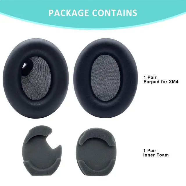 Alt view image 6 of 7 - WH-1000XM4 Earpad Cushions, Replacement Ear Pad for Sony WH-1000XM4 Headphones with Noise Isolation Foam Soft Protein Leather (Black)