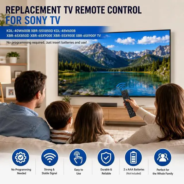 Alt view image 5 of 6 - Replacement TV Remote Control for Sony KDL-40W600B XBR-55X850D KDL-48W600B XBR-65X850D XBR-65X900E XBR-55X900EXBR-65X900F TV Model Numbers