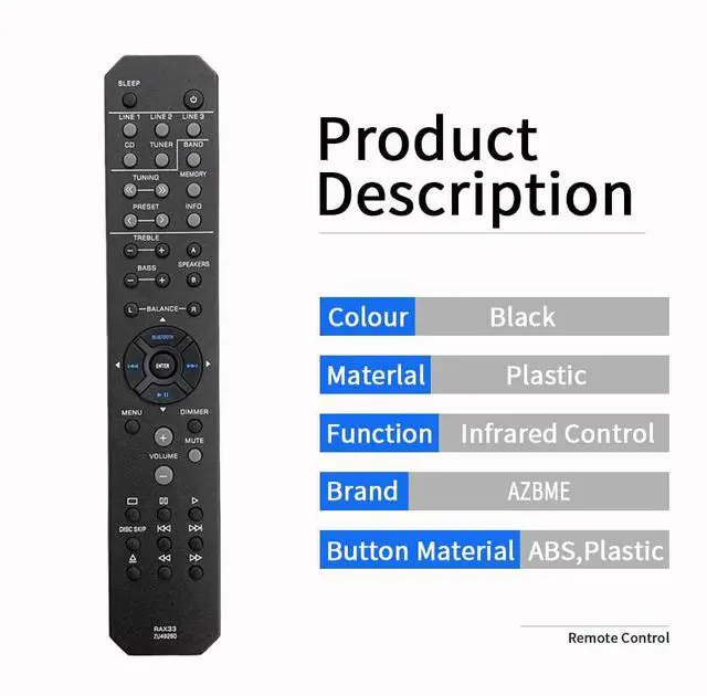 Alt view image 3 of 6 - RAX33 ZU49260 Replacement Remote Control Applicable for Yamaha RS202 RS202BL R-S202 R-S202BL R-S202D RS202D Stereo Receiver