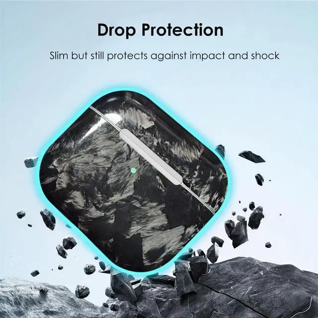 Alt view image 5 of 6 - Real Forged Carbon Fiber Case for AirPods Pro 3 (2025 Release) - Ultra-Thin & Lightweight Hard Shell Protective Cover - Supports MagSafe/Wireless Charging - Glossy Black