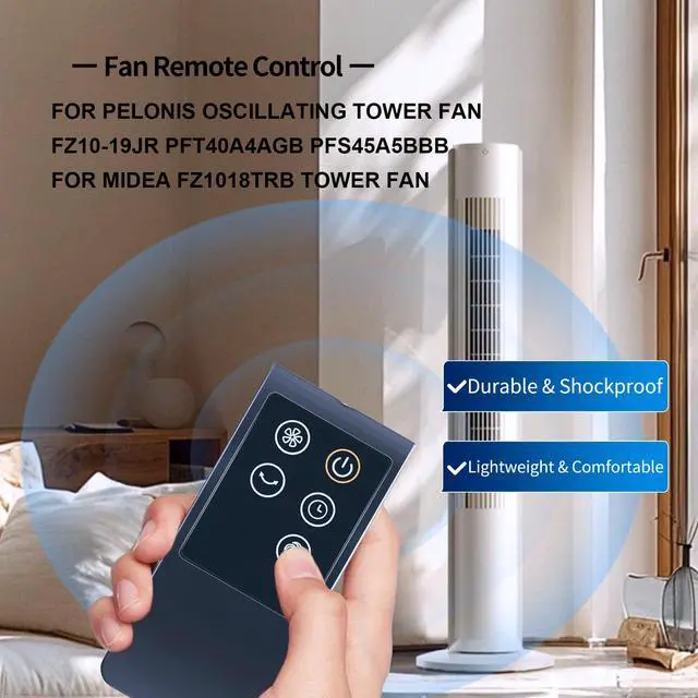 Alt view image 2 of 7 - New Replace Remote Control fit for PELONIS Oscillating Tower Fan FZ10-19JR PFT40A4AGB PFS45A5BBB, for Midea FZ1018TRB, ANSIO Tower Fan