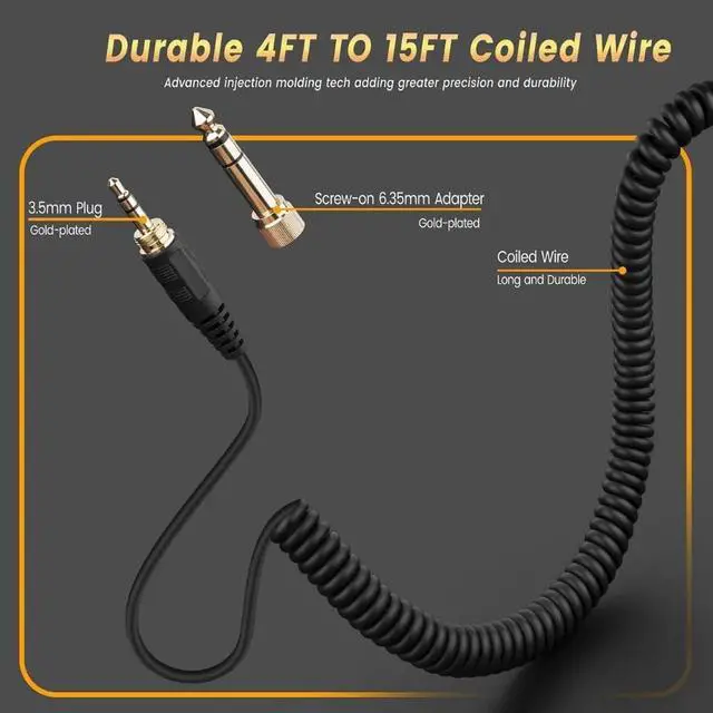 Alt view image 6 of 6 - HD 490 Pro Cable, Mini XLR 4 Pin Female 6.35mm Replacement Spring Cable Extension Cord for Sennheiser HD 490 480 Pro Plus, AKG K371BT, Pioneer HDJ-X10 DJ, Beyerdynamic DT177x GO Headphones