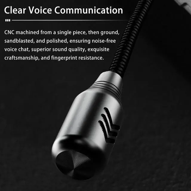Alt view image 6 of 7 - Boom Gaming Microphone Cable,Over-Ear Headphones Voice Call Recording Cable,Aluminum Alloy Mic,High Purity Oxygen Free Copper Earphone Cord Custom-Designed for Gaming Live Streaming Studio 3.5mm 6.5ft