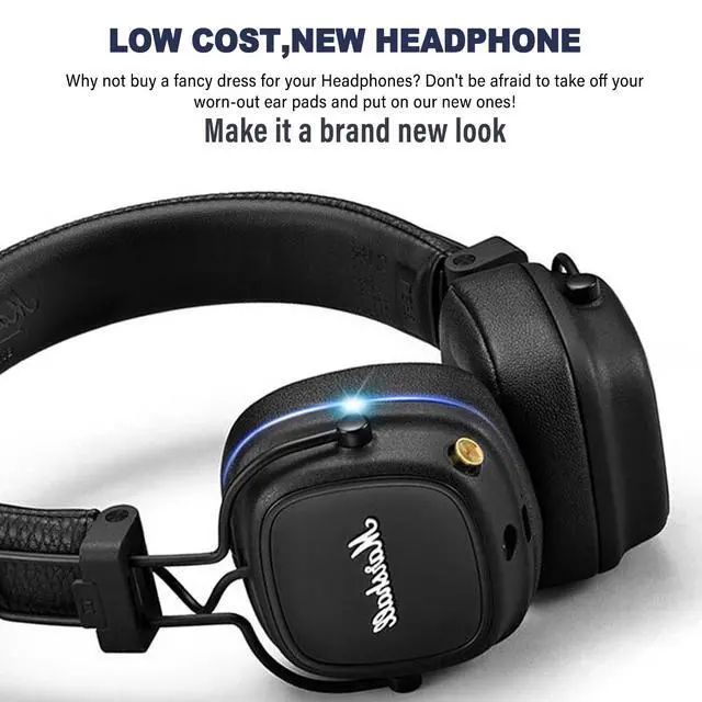 Alt view image 3 of 6 - Major III Earpads Replacement Ear Pads Cushions Muffs Repair Parts Compatible with Marshall Major III 3 Wired/Wireless Bluetooth On-Ear Headphone (Black)