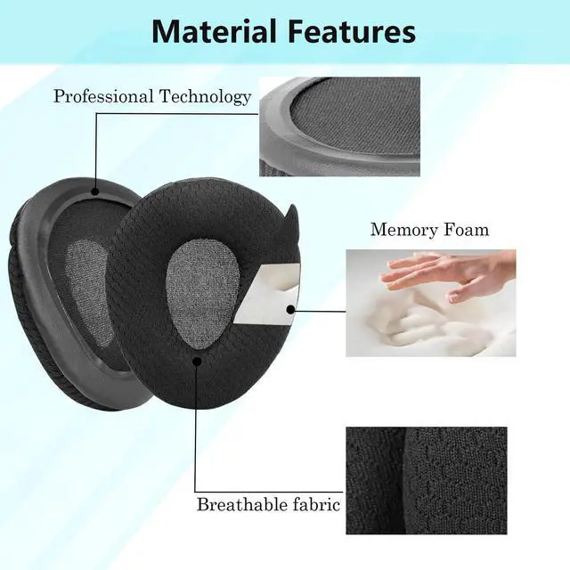 Alt view image 3 of 6 - PowerLocus Ear Pads Replacement Compatible with PowerLocus Bluetooth Over-Ear Heaphone(Textile Fabric and Memory Foam Ear Cushions)