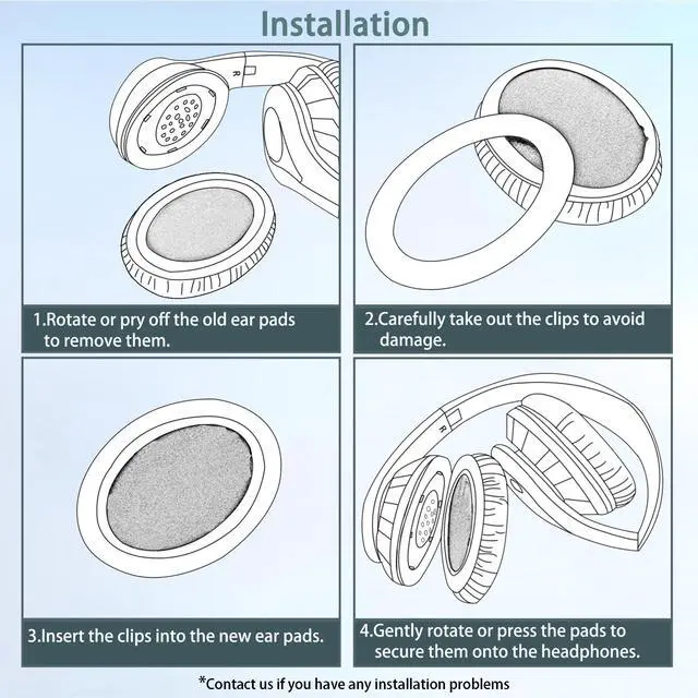 Alt view image 4 of 6 - PowerLocus Ear Pads Replacement Compatible with PowerLocus Bluetooth Over-Ear Heaphone(Textile Fabric and Memory Foam Ear Cushions)