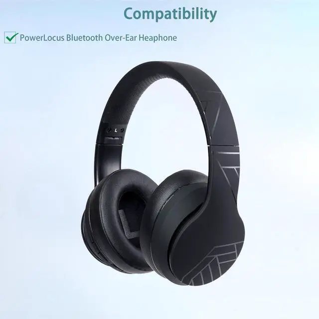Alt view image 2 of 6 - PowerLocus Ear Pads Replacement Compatible with PowerLocus Bluetooth Over-Ear Heaphone(Textile Fabric and Memory Foam Ear Cushions)