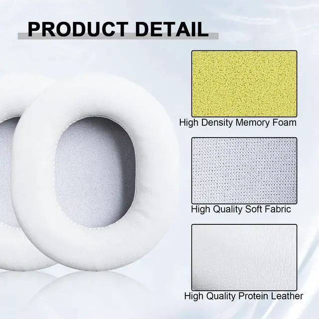 Alt view image 4 of 7 - Replacement Ear Pads for Audio Technica ATH M50X M50XBT M50RD M40X M30X M20X MSR7 SX1 Monitor Headphones, Headset Ear Cushions, Headset Earpads, Ear Cups Cover (White)