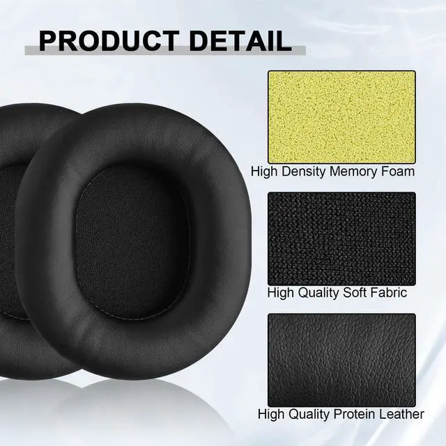 Alt view image 4 of 7 - Replacement Ear Pads for Audio Technica ATH M50X M50XBT M50RD M40X M30X M20X MSR7 SX1 Monitor Headphones, Headset Ear Cushions, Headset Earpads, Ear Cups Cover (Black)