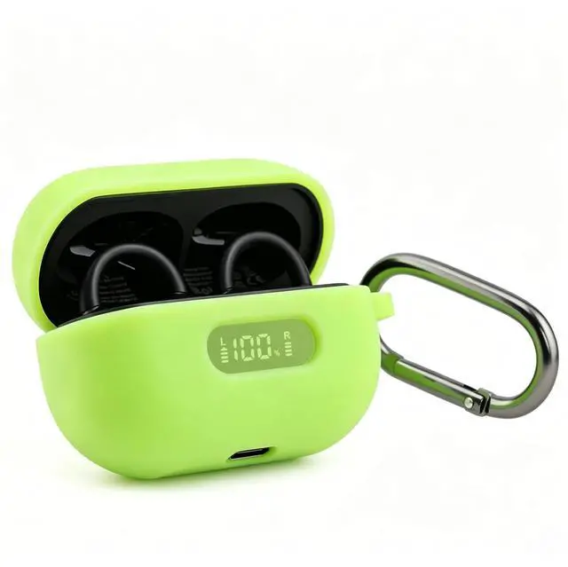 Alt view image 2 of 7 - LEFXOMPHY Glow Green Case Cover for Tozo OpenEarRing True Open Ear Earbuds | Open Earring Silicone Protector, T13064 Earbuds Glove, Glow in Dark Protective Skin