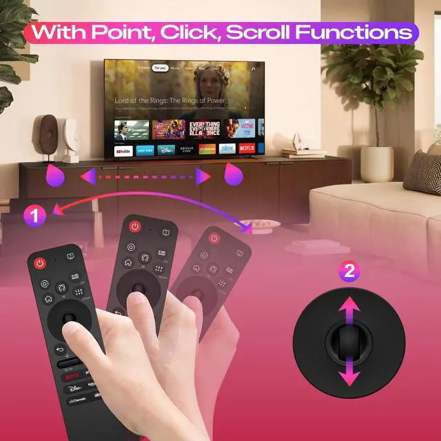 Alt view image 5 of 7 - for LG AI Magic Remote Control, MR25GA Replacement for LG-TV-Remote with AI, Pointer and Voice Function, Compatible with UHD OLED QNED NanoCell Webos 4K 8K Smart TV (2025 Models)