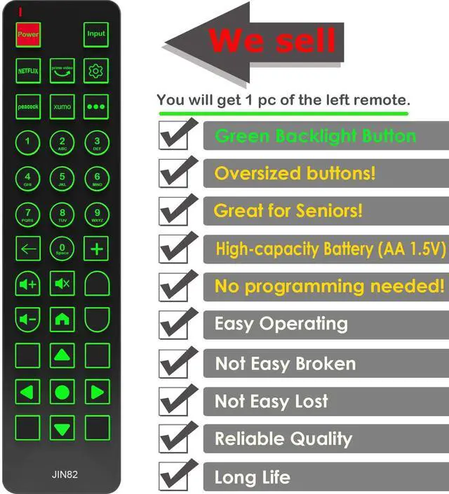 Alt view image 2 of 7 - Replacement Remote Control for Element Xumo Stream Box 43 50 55 65 70 75 86 98 4K UHD HDR Smart TV,No Voice Function,with Backlit,Oversized Buttons