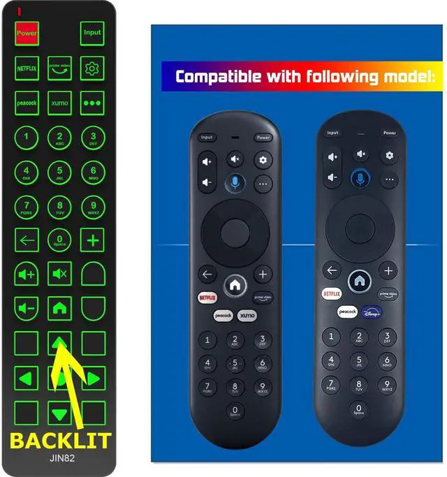 Main image of Replacement Remote Control for Element Xumo Stream Box 43 50 55 65 70 75 86 98 4K UHD HDR Smart TV,No Voice Function,with Backlit,Oversized Buttons