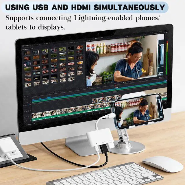 Alt view image 3 of 7 - HDMI Splitter, 3 in 1 USB Camera Adapter with 1080P Digital AV HDMI + Charging Splitter, Support USB Flash Drive, MIDI Keyboard, Mouse, Ethernet Adapter