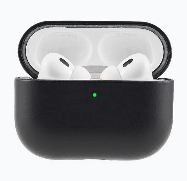 Main image of Crazy Horse Leather Case for AirPods PRO 3, Black | Battle-Worn Vintage Finish, Rugged Luxury,Handmade Full-Wrap Case,Handmade RustBend Crazy Horse Leather