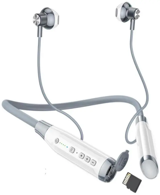 Main image of Wireless Bluetooth Earbuds Neckband with TF Card Slot, 200H Playtime Headphones,Waterproof in-Ear Earphones with Power Display Magnetic ENC Noise Cancellation Headsets for Sports Home Office(white)