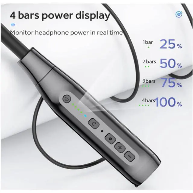 Alt view image 2 of 6 - Wireless Bluetooth Earbuds Neckband with TF Card Slot, 200H Playtime Headphones,Waterproof in-Ear Earphones with Power Display Magnetic ENC Noise Cancellation Headsets for Sports Home Office(white)