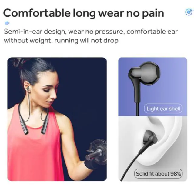 Alt view image 6 of 6 - Wireless Bluetooth Earbuds Neckband with TF Card Slot, 200H Playtime Headphones,Waterproof in-Ear Earphones with Power Display Magnetic ENC Noise Cancellation Headsets for Sports Home Office(white)