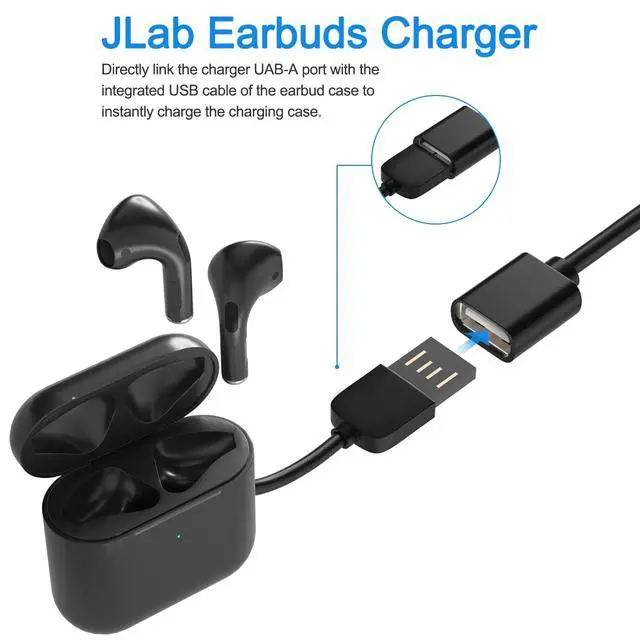 Alt view image 2 of 5 - USB Wall Charger Adapter Charging Cable for JLab Go Ai Pop/Sport, Epic Air Sport ANC, Charging Cord for JBuds Air/Sport/Executive/Pro/Play Gaming/ANC Wireless Bluetooth Earbuds Case Adapter