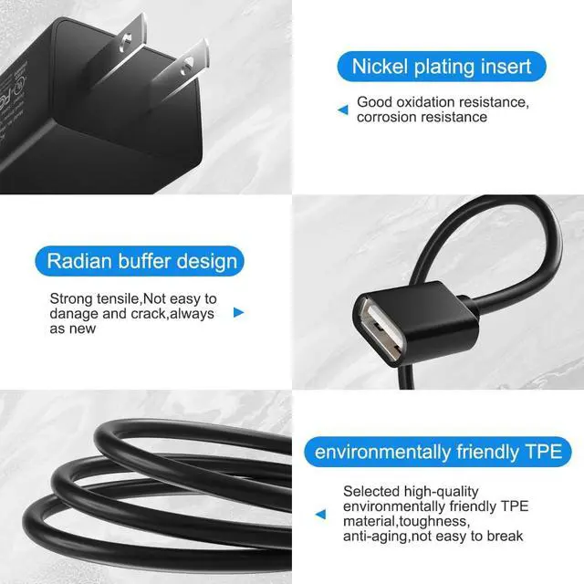 Alt view image 5 of 5 - USB Wall Charger Adapter Charging Cable for JLab Go Ai Pop/Sport, Epic Air Sport ANC, Charging Cord for JBuds Air/Sport/Executive/Pro/Play Gaming/ANC Wireless Bluetooth Earbuds Case Adapter
