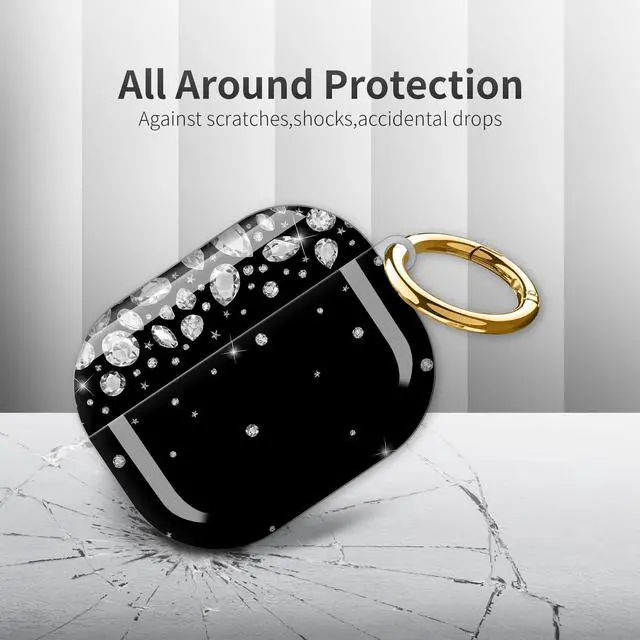 Alt view image 4 of 6 - Compatible with AirPod Pro 3rd Generation Case 2025,Fashion Protective Cover with Keychain, Anti-Scratch, Drop Protection,Shockproof Cover for AirPod Pro 3 Women(Shiny Diamond)