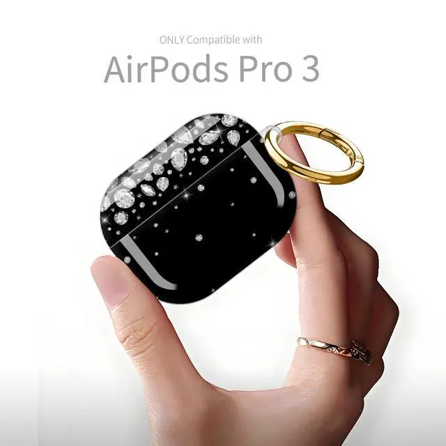 Alt view image 6 of 6 - Compatible with AirPod Pro 3rd Generation Case 2025,Fashion Protective Cover with Keychain, Anti-Scratch, Drop Protection,Shockproof Cover for AirPod Pro 3 Women(Shiny Diamond)
