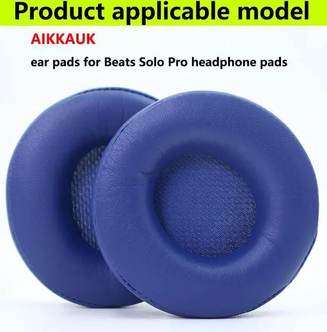 Alt view image 2 of 6 - Replacement Ear Pads Compatible with Beats Solo Pro Headphone Blue | Memory Foam/Protein Leather Earpads Earmuffs