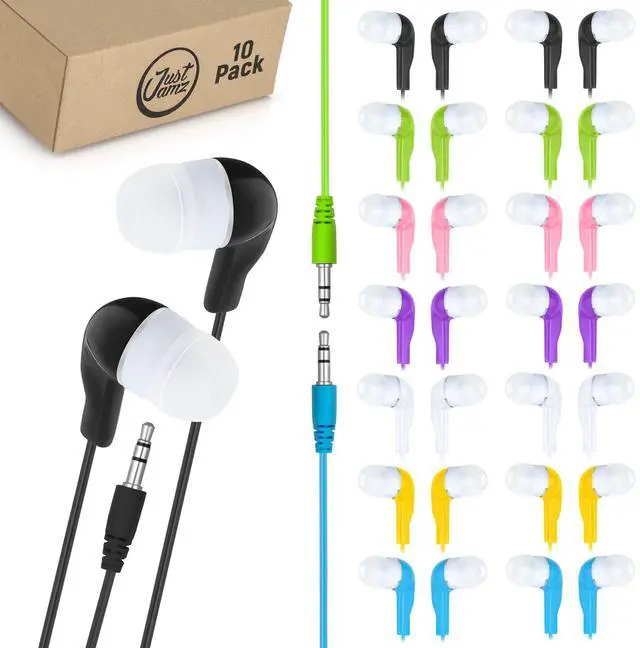 Main image of Ear Buds Jelly Roll - Pack of 10 Colorful in-Ear Earbuds - Kids Headphones - for Tablets, PC, Laptop, Desktop,Computers and Smartphones