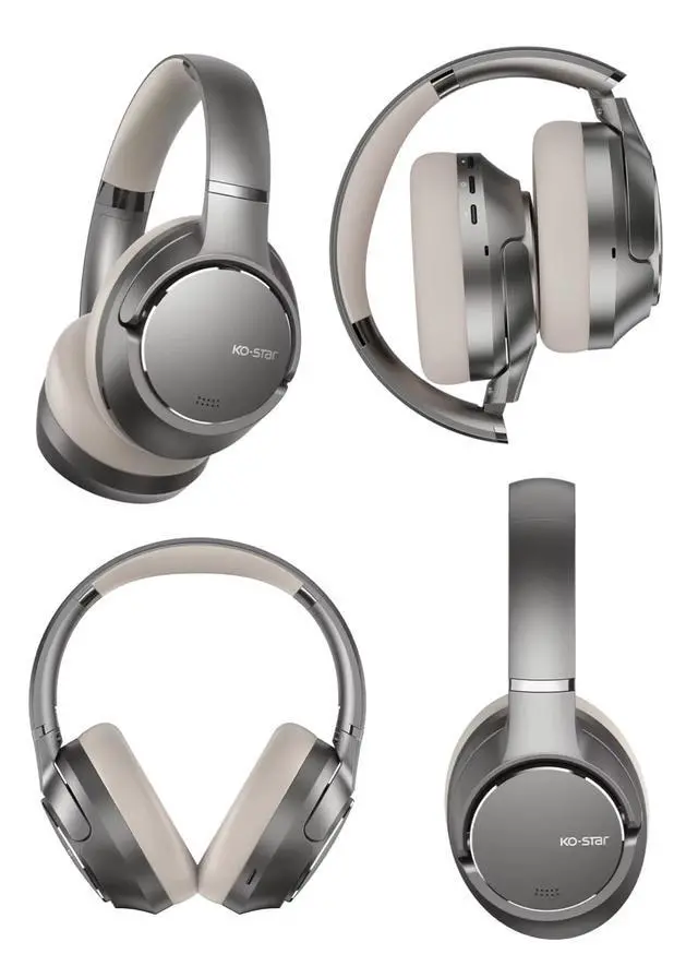Alt view image 3 of 6 - Wireless Hybrid Active NoiseCancelling headphones, Over Ear Headset, 60H,Bluetooth 6.0 Spacial Audio, Head Tracking, Customize Via APP,DeepBass, Hi-Res, Travel Home Office Gaming. Silver or Black