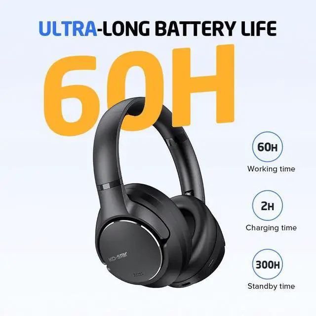 Alt view image 6 of 6 - Wireless Hybrid Active NoiseCancelling headphones, Over Ear Headset, 60H,Bluetooth 6.0 Spacial Audio, Head Tracking, Customize Via APP,DeepBass, Hi-Res, Travel Home Office Gaming. Silver or Black