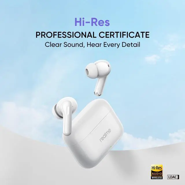 Alt view image 5 of 7 - Buds T200 TWS Buds, Hi-Res Audio, LDAC, IP55 Water Resistant, 12.4mm Dynamic Bass Driver, 32dB ANC, 50h Playback - (White)