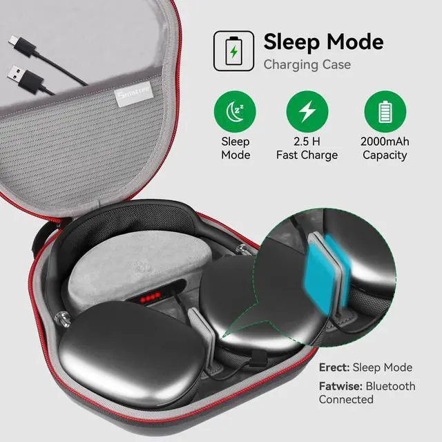 Alt view image 3 of 7 - Airpods Max Charging Case only for Airpods Max 2020 Released | Lightning Port,2000 mAh Battery Charging Bag with Sleep Mode,Travel Bag with Auto Sleep(NOT Type-C! NOT fit 2024 Released)