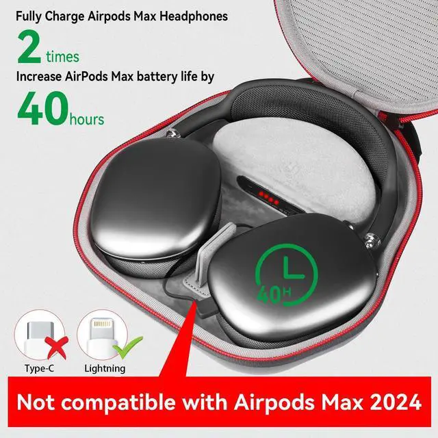 Alt view image 2 of 7 - Airpods Max Charging Case only for Airpods Max 2020 Released | Lightning Port,2000 mAh Battery Charging Bag with Sleep Mode,Travel Bag with Auto Sleep(NOT Type-C! NOT fit 2024 Released)