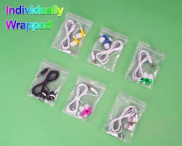 Alt view image 3 of 6 - 108 Packs Bulk Earbuds Classroom Headphones Wired in Ear Disposable Student Earphones Multiple Colors Individually Wrapped for School Travel or Home Use