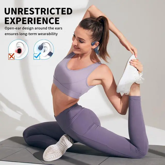Alt view image 6 of 7 - 2026 Upgrade Bone Conduction Headphones, Open Ear Headphones, Wireless Bluetooth 6.0 Earphones with Mic, IPX6 Sport Headphones for Running, Cycling, Workout(BlueA1)