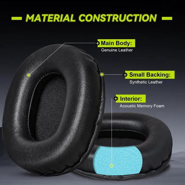Alt view image 4 of 7 - Earpads Replacement for Audio Technica ATH M50X M50xBT2 M50xLAB M40X M30X M20X MSR7 SX1 Monitor Headphones, Ear Pads Cushions with Genuine Lambskin Leather, High-Density Foam (Lambskin-Black)