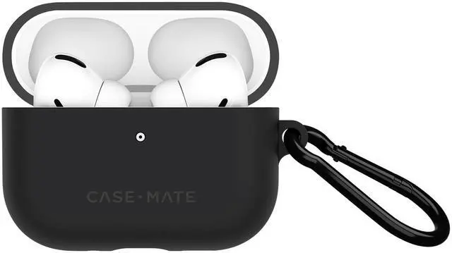 Main image of Tough AirPods Pro 3 Case with Black Carabiner - Black | Rugged Wireless Charging Compatible Case for Keys, Tote, Purse & More - Protective Cover for AirPods Pro 3 with LED Display