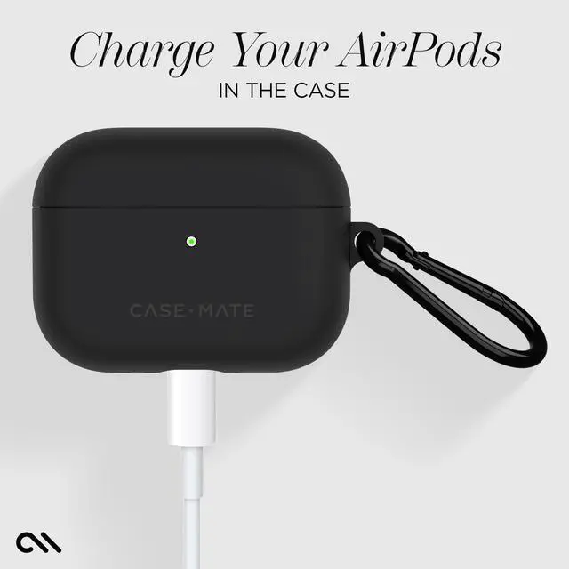 Alt view image 3 of 5 - Tough AirPods Pro 3 Case with Black Carabiner - Black | Rugged Wireless Charging Compatible Case for Keys, Tote, Purse & More - Protective Cover for AirPods Pro 3 with LED Display
